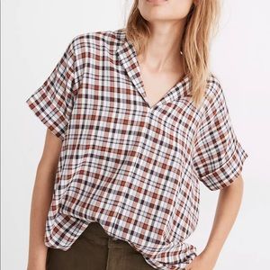 Madewell Hayden Popover Top in Burling Plaid